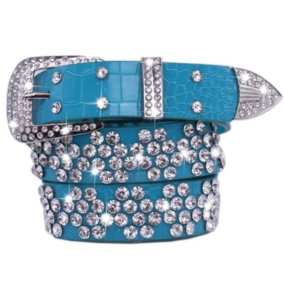 Handmade Rhinestone Studded Big Buckle Belt Accessory For Jeans Shorts, #03 - Picture 1 of 2